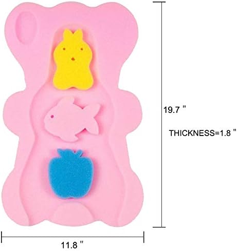Infant Bath Sponge for Age 1-3Y Comfy Baby Bath Mat Skid Proof Newborn Bath Cushion (Pink), 4 Count (Pack of 1) - Image 3