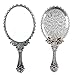 Ohraina Decorative Vintage Style Rose Embossed Oval Silver Tarnish Free Hand Held Vanity Mirror (Silver)