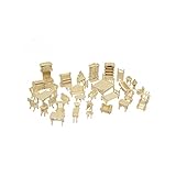 Wooden 3D Jigsaw Puzzle DIY Scale Miniature Models Doll House Dollhouse Furnitures Set Accessories