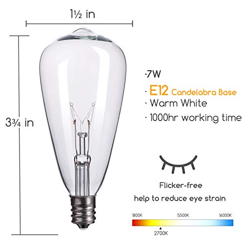 Brightown 25Pack Edison Replacement Light Bulbs,7Watt E12 25PC E12