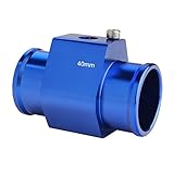 Dewhel Aluminum Blue Water Temp Meter Temperature Gauge Joint Pipe Radiator Sensor Adaptor Clamps 40mm