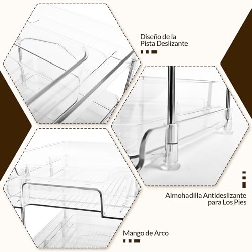 Juego de 4 Organizadores de Cocina Transparentes, 2 Niveles de Organizador de Baño Deslizante, Estantes de AcríLico Organización de Despensa para Despensa, Cocina, Dormitorio, Baño