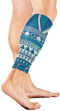 Leg Sleeve Colorful Aztec Patterns Compression Socks Support Non Slip Calf Sleeves Pads for Running, Shin Splint, Calf Pain Relief, Runners, Medical, Air Travel, Nursing, Cycling 1Pair
