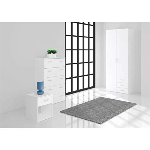 Atlin Designs Modern Wood 3 Drawer and 2 Door Wardrobe/Armoire in White