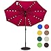 Sundale Outdoor Solar Powered 32 LED Lighted Patio Umbrella Table Market Umbrella with Crank and Push Button Tilt for Garden, Deck, Backyard, Pool, 8 Steel Ribs, 9 Feet, Red