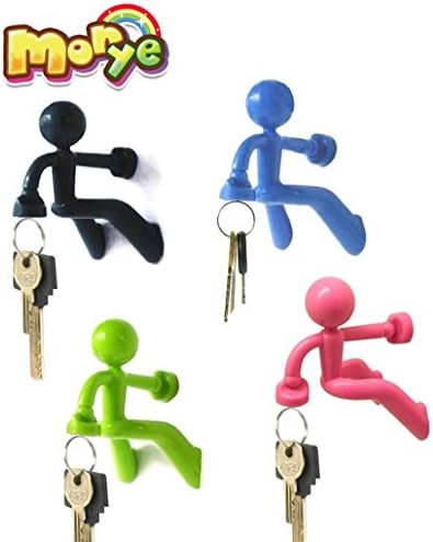 Morye Best Multifunction Refrigerator Magnetic Key Hooks Toys, 1.4 LB Holding Power Each in Black Color, ABS Strong Magnetic,with Wall Climbing Man Design - 1 Pieces