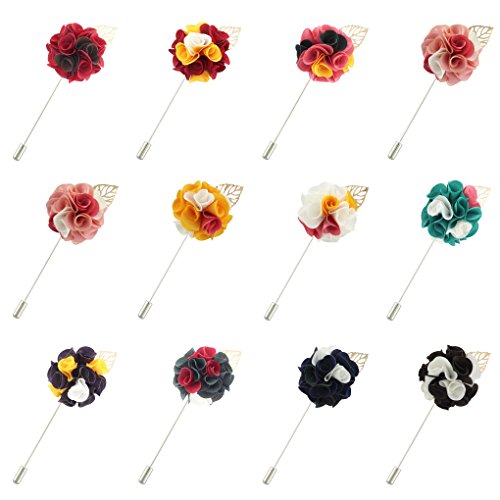Fm42 men s flower & leaf lapel stick handmade bouto…