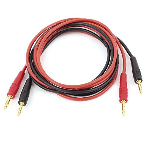 uxcell 2pcs Gold Plated 2mm to 2mm Banana Connector Test Charging Leads 1M 18AWG