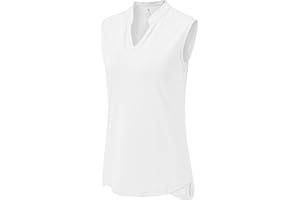 YSENTO Women's Sleeveless Golf Shirts Quick Dry Moisture Wicking V Neck UV Protection Tennis Polo Shirts