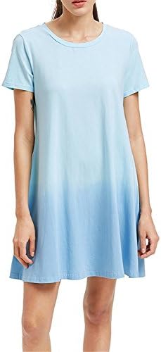 YUJUN Women Tunic Swing T-Shirt Casual Ombre Soft Dress Baby BlueS Lasted