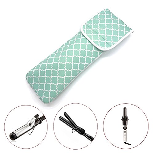 Wanty Water-Resistant Neoprene Curling Iron Holder Flat Iron Curling Wand Travel Cover Case Bag PouchShield Curling Iron Cover - Flat Iron Travel Pouch - Hair Straighteners Case with Velcro (Blue) - Thumbnail 7
