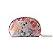 Marble Makeup Bag Travel Cosmetic Case Organizer Portable Large Toiletry Bags with Brushes Holder PU Gold Zipper Make-up Storage Pouch for Women,White (Flowers)