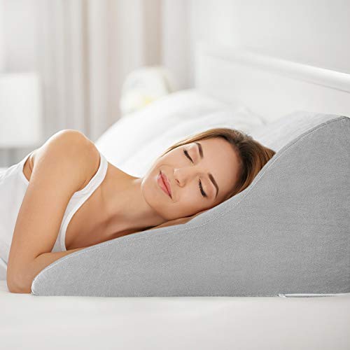 OasisSpace Bed Wedge Pillow, Memory Foam Sleeping Pillows for Elevated Incline Support for Acid Reflux, Snoring, Reading, Back Pain - Ultra Soft Removable Cover