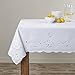 Violet Linen Rivierra Embroidered Design Tablecloth White 70