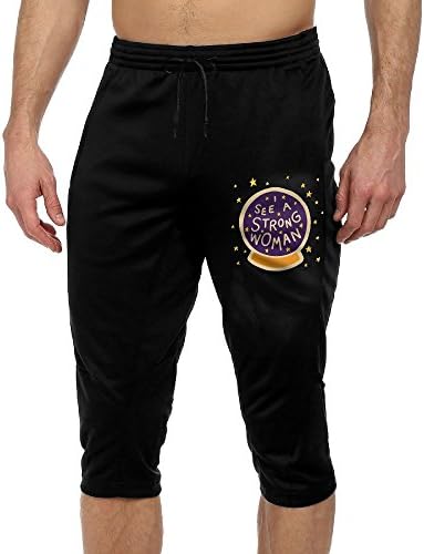 Crazy Pant I See A Strong Woman Men's Casual Drawstring Woven Jersey Banded Knee Capri Pant