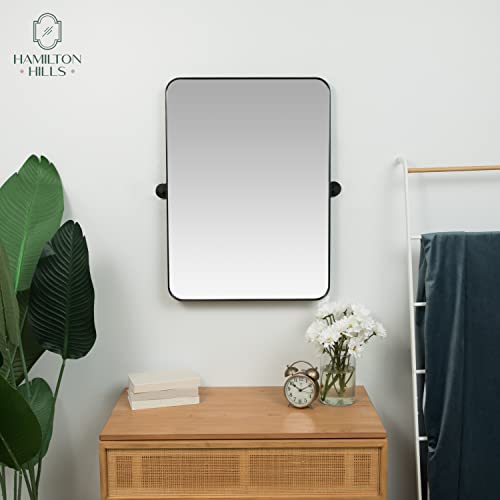 Hamilton Hills 22x30 Inch Brushed Black Metal Framed Mirror Pivot