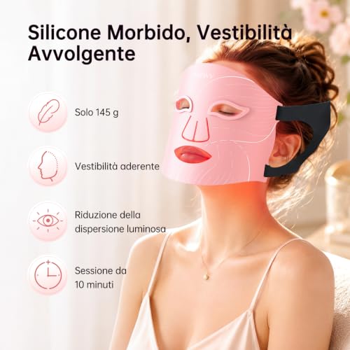 XSSNVV LED Face Mask with Red Light and 272 Infrared LEDs 850nm NVV04 | Multi-Color LED Face Mask, Wireless and Rechargeable, Flexible Silicone for Home Skin Care