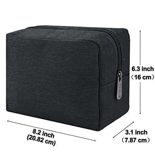 E-Tree 9.8 inch Canvas Zippered Cosmetic Travel Bag, Makeup Carrying Case, Portable Daily Storage, Compliant Bag, Toiletry Carry Pouch Small Organizer, Black 3 E-Tree 9.8 inch Canvas Zippered Cosmetic Travel Bag, Makeup Carrying Case, Portable Daily Storage, Compliant Bag, Toiletry Carry Pouch Small Organizer, Black