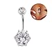 MyMei Bright Color Ball Crystal Body Piercing Navel Belly Button Bar Ring Barbell-White