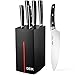 Deik Knife Set, Kitchen Knife Set, Stainless Steel Knife Block Set,  6 Pieces Chef Knife Set with Damp-Proof Wooden Block, Black