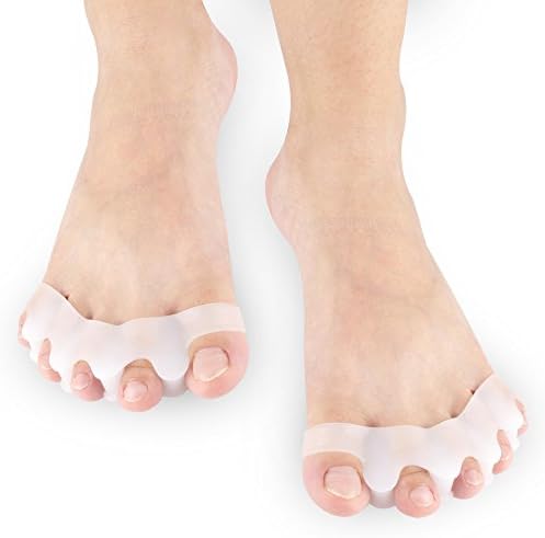 XUZOU Gel Toe Separators Toe Straighteners for Bunion Pain Relief, Kindax Toe Spacers for Overlapping Toes and Hallux Valgus Correction, Made of Grade A Transparent Silicone (2Pack)