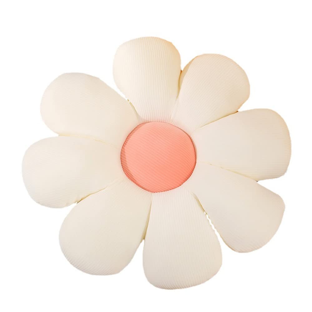 NatureMan Flower Floor Pillow Daisy Flower Shape Cushion Cute Seating Pad Plush Chair Cushion Throw Pillow Home Decoration for Girls Women a Reading, Bed Room, or Watching TV (White, 38cm)
