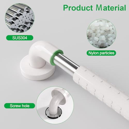 KULACO Grab Handles for Seniors, Stainless Steel Shower Handle, Safety Non-Slip Handle, 45 x 30 cm, L-Shaped Safety Handle, for Toilet, Bathroom, Bathtub, Handrail