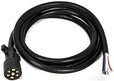 Lavolta 7-Way Trailer Truck Camper Plug Cord - Inline Harness Kit RV Blade Molded Wire Double Prong Connector - Weatherproof and Corrosion Resistant - 8 FT