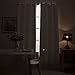 Vangao Greyish White Curtain 63 Inches Length for Living Room Bedroom Room Darkening Window Treatment Panel Triple Weave Moderate Blackout Drape Grommet Top 1 Panel