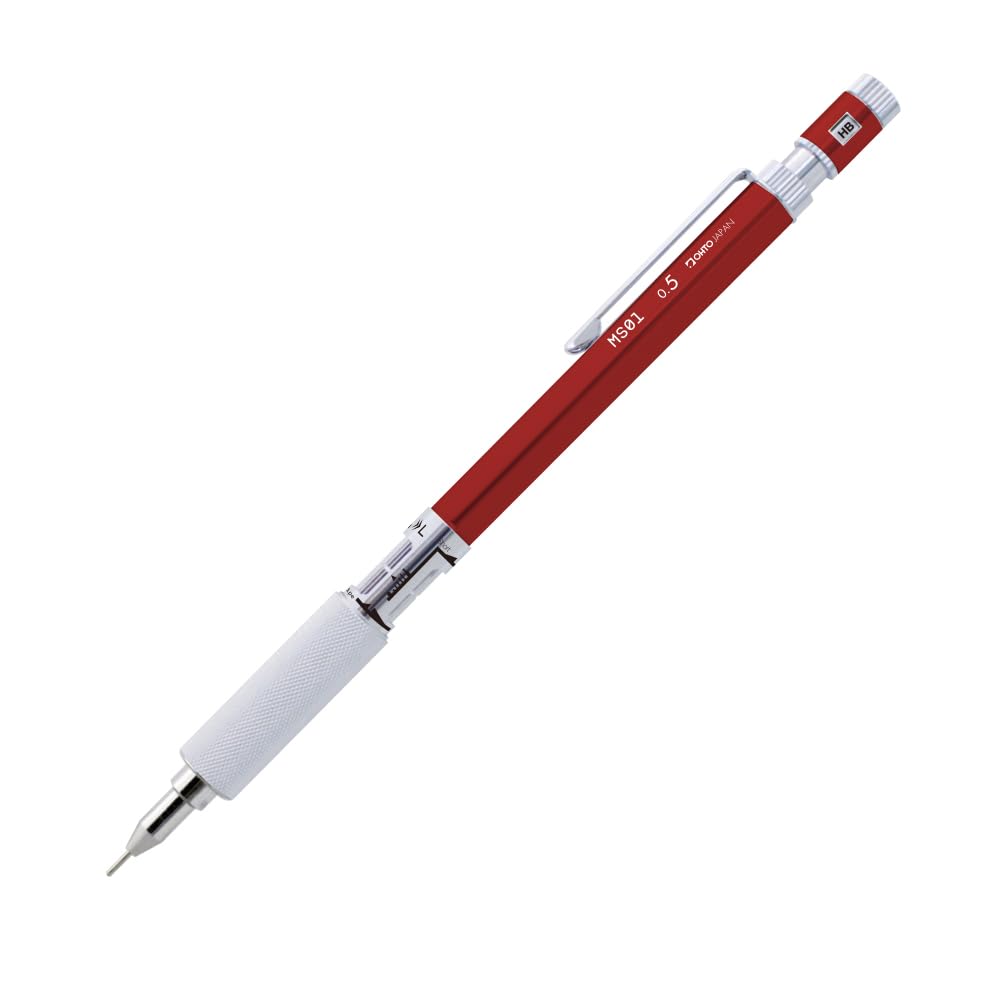 Photo 1 of ??? OHTO MS01 Mechanical Pencil, High-Functionality All-Metal Aluminum and Brass Body Drafting Pencil, 0.5mm, Red, MS01-SP5-RD