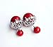 Fashion Jewelry MISASHA Double Ball Sided Imitation Pearl Double Earrings for Women (Red)