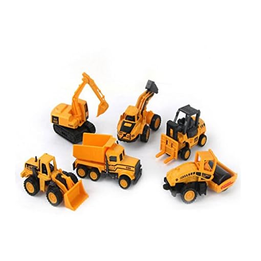 Coolplay Inertia Toy Early Engineering Vehicles Friction Powered Dumper,Bulldozers,Forklift,Tank Truck,Asphalt Car and Excavator for Children Kids Boys and Girls ( Pack of 6) - Image 3