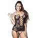 Emubody Babydoll Lingerie, Sexy Fishnet Sheer Open Crotch Body Stocking Bodysuit Lingerie