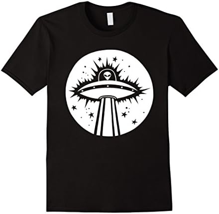 Men's Bold Retro Alien Beam Me Up - Hand Designed Rave EDM T-shirt Small Black