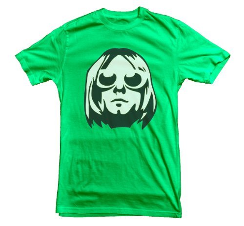 Dicky Ticker Men's Kurt Cobain Nirvana T-shirt Glasses X-Large Green