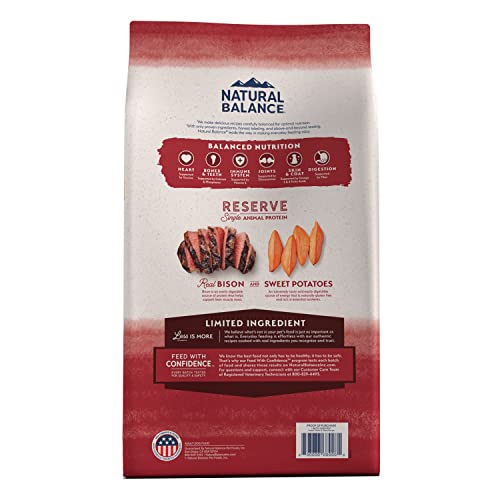 NATURAL BALANCE LIMITED INGREDIENT ADULT GRAIN-FREE DRY DOG FOOD, RESERVE SWEET POTATO & BISON RECIPE, 4 POUND (PACK OF 1)