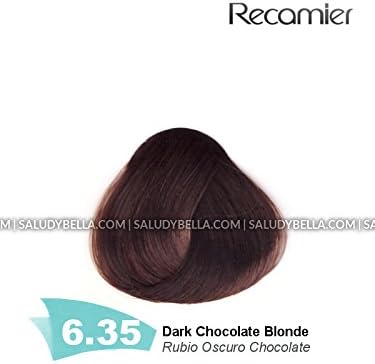 Recamier SalonIn Techni Tone Permanent Hair Color Creme Low Ammonia Dyes 40+ Colors | Tintes de Cabello Bajo Amoniaco 2.11oz-60gr (6.35 Dark Chocolate Blonde | Rubio Oscuro Chocolate)