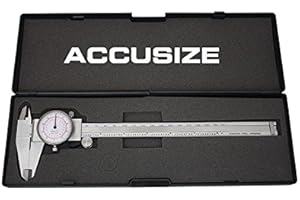 Accusize Industrial Tools 8 Inch/200 mm x 0.001 Inch/0.02 mm Dual Needle Precision Dial Caliper Stainless Steel in Fitted Cas