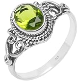 Avicrafts Peridot Stone Ring 925 Sterling Silver Statement Ring For Women Handmade Gemstone Christmas Jewellery Gift For Her