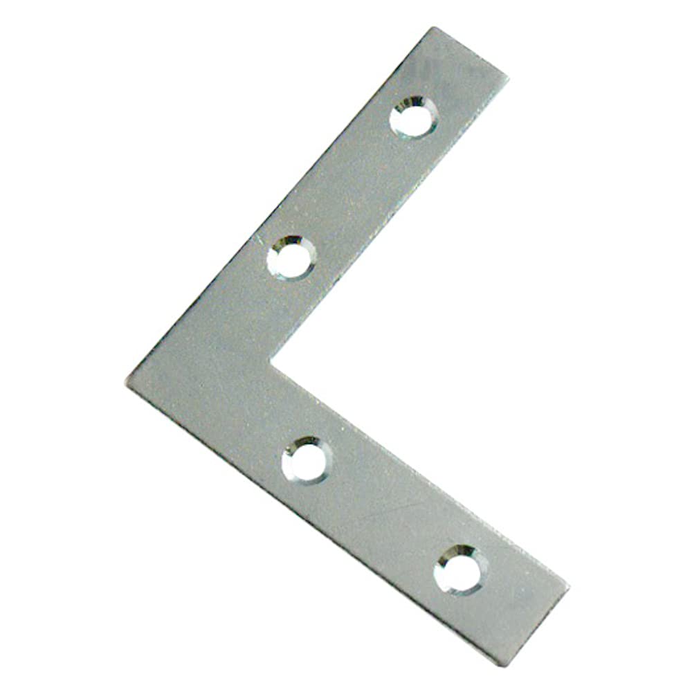 Merriway BH03862 (10 Pcs) BZP Flat Corner Brace Plate Bracket, 63 mm (2.1/2 Inch) - Pack of 10 Pieces