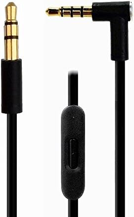 Replacement Beats Audio 3.5mm AUX Replacement Headphone/Headset Audio Cable with In-Line Remote Microphone and Universal Volume Control for Apple Android and more (Black)