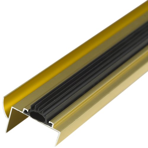 U Shaped Door Bottom Sweep w/ Drip Cap Brite Gold Vinyl Seal Slotted