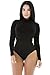 OUR WINGS Women Black Stretchy Turtleneck Long Sleeve Bodysuit S