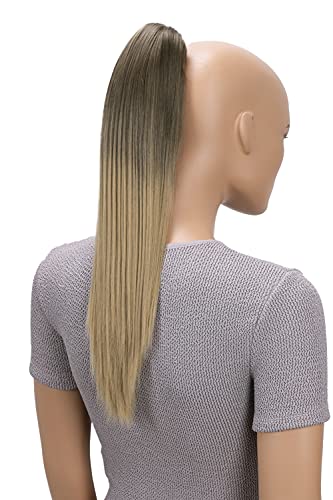 CAISHA 20" Hairpiece Ponytail Clip On Extensions With Butterfly Claw Straight Ombré Brown Blond H113 — image 1