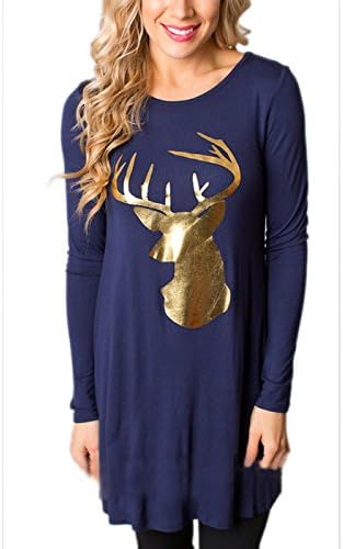 Summer Jun Christmas Dress Women Round Collar Elk Casual Dress