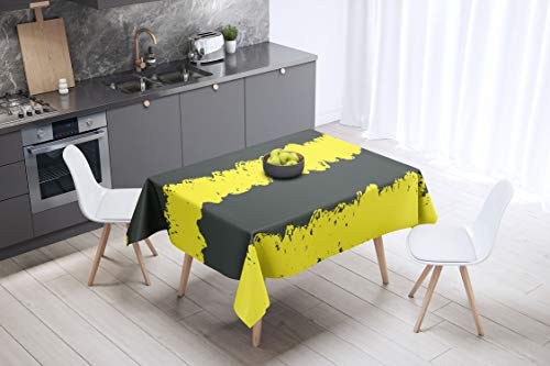 Le Jardin du Lin Küchendekoration, Tischdecke, Neongelb, Rauch, 140 x 140 Cm - Entworfen und hergestellt in der Türkei