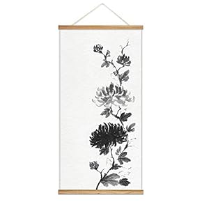 Hanging Poster NO Magnetic Wooden Framed, Ink Painting Designs Home Wall Canvas Prints Decoration Ready to Hang - 18"x36"