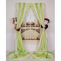 Curtain Critters ALGFMY240510COL Plush Safari Giraffe and Chocolate Monkey Curtain Tieback Collector Set