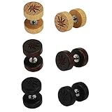 3 Pairs Fashion Leaf Star Wood Stud Earrings Fake