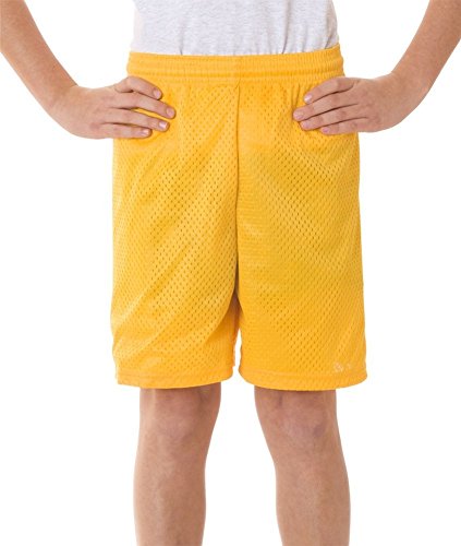 Badger Youth Elastic Waist Mesh Shorts, Gold, Medium